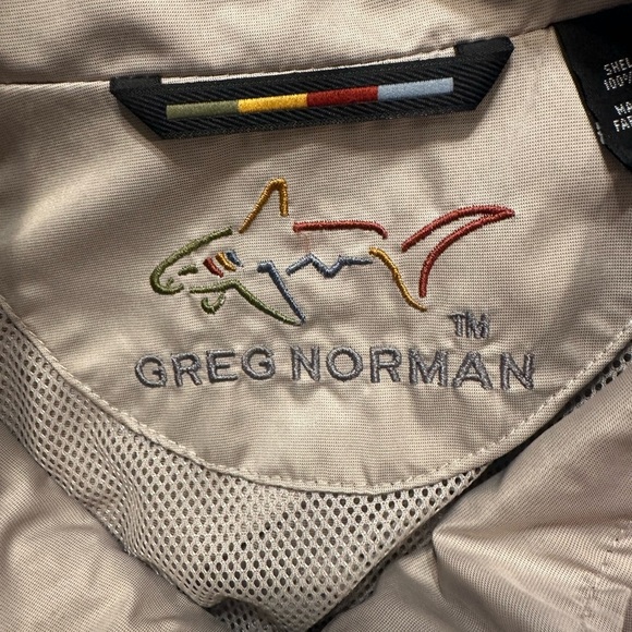 Vintage Greg Norman Collection Golf Jacket Shark Logo Beige Windbreaker L Korea - Picture 9 of 12